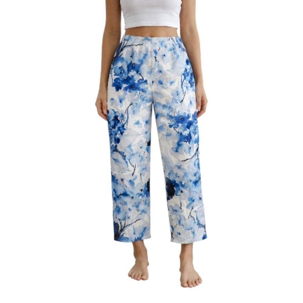 Bryn Walker Women’s Fioro Cotton Print Blue Capri pants Size Small MSRP $158 NWT